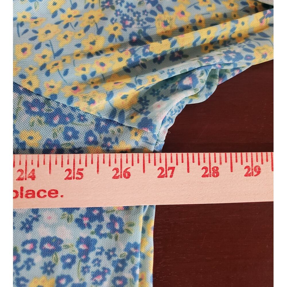 Logo Layers Floral Lightweight Mesh Long Sleeve Top Size 2X Summer Casual Blue - Picture 10 of 11